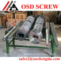 Conical twin screw barrel for PVC pipe and foam